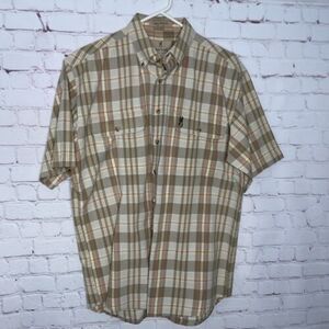 Vtg Browning Shooting Shirt Mens M Medium Green Button Down Short Sleeve Hunting